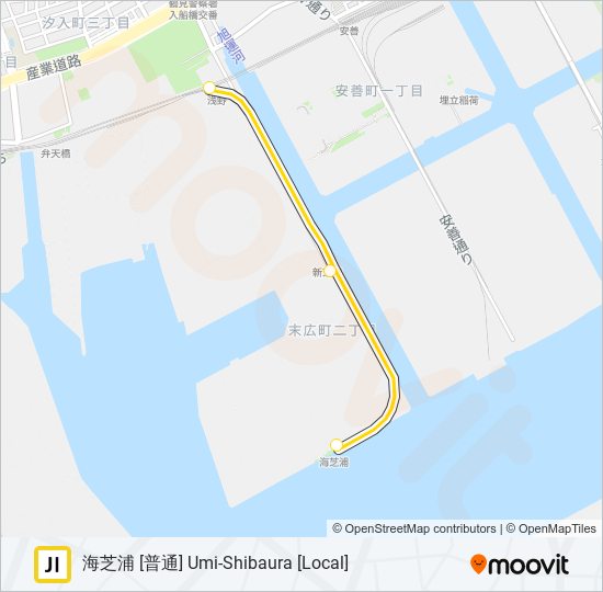 鶴見線海芝浦支線 TSURUMI UMI SHIBAURA BRANCH LINE metro Line Map