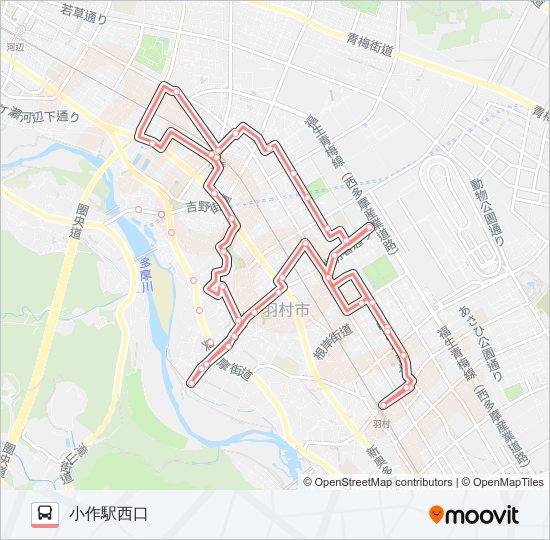 小作コース バスの路線図