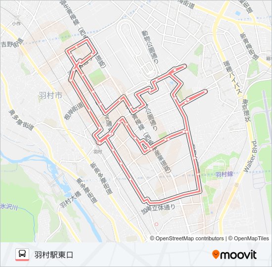 羽村東コース バスの路線図