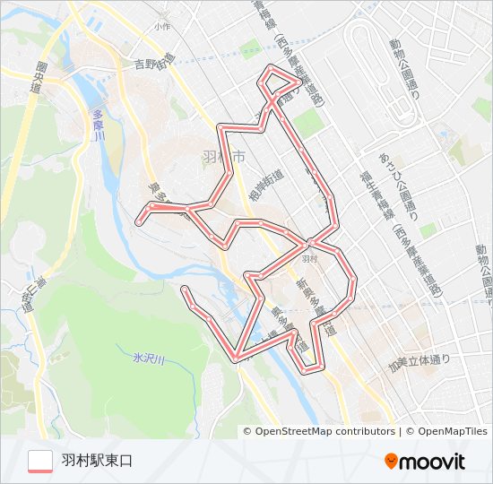 羽村西コース バスの路線図