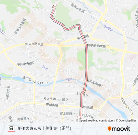 八王子駅北口-富士美術館〔直通〕  Line Map