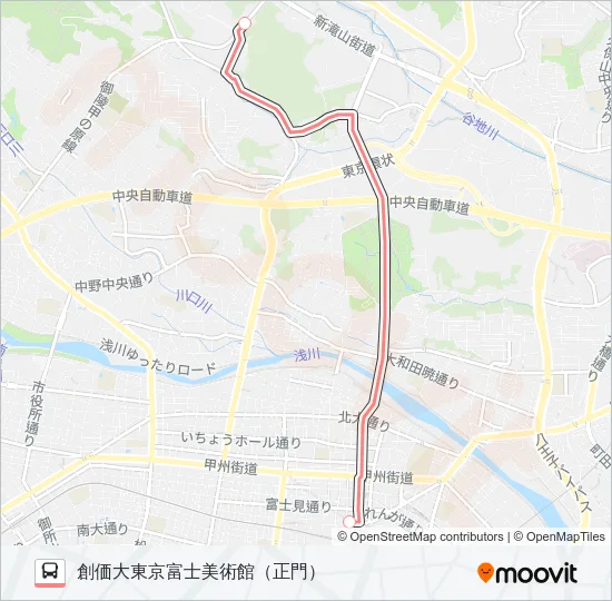 八王子駅北口-富士美術館〔直通〕 の路線図
