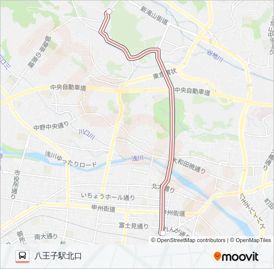 八王子駅北口-富士美術館〔直通〕 の路線図