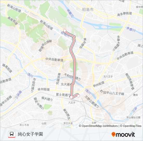 京王八王子駅-純心女子学園〔急行〕  Line Map