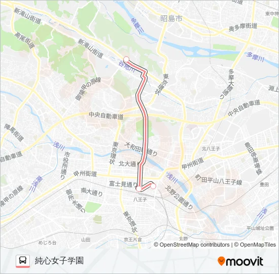 京王八王子駅-純心女子学園〔急行〕  Line Map