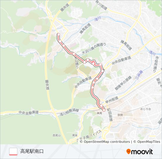 恩方営業所-ホーメスト-高尾駅南口 バスの路線図
