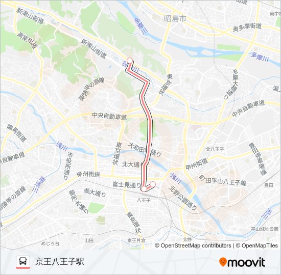 純心女子学園-京王八王子駅〔急行〕 バスの路線図