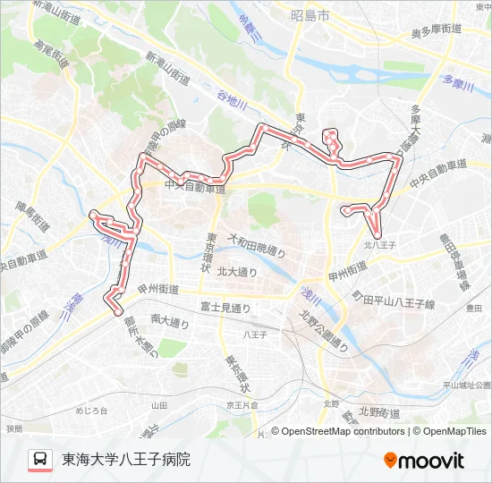 北部コース〔東海大学八王子病院方面〕  Line Map