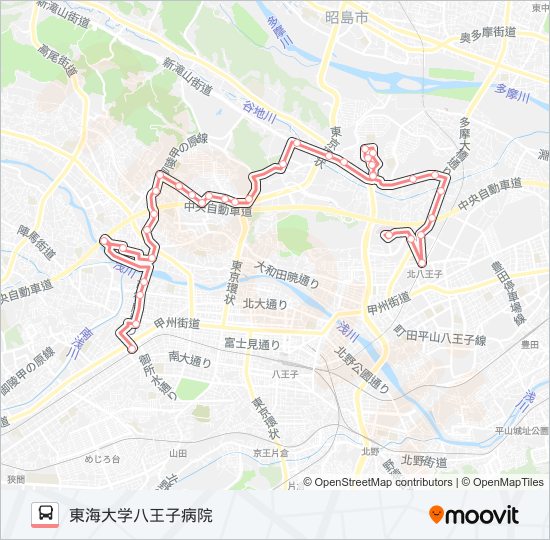 北部コース〔東海大学八王子病院方面〕 bus Line Map