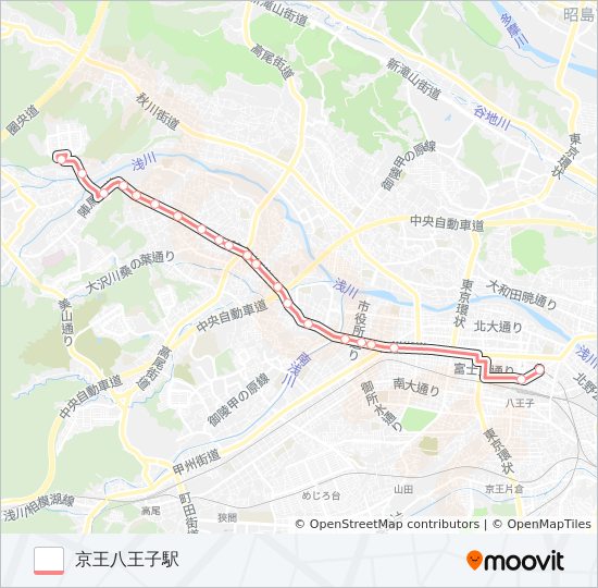 宝生寺団地-京王八王子駅〔レーン急〕 bus Line Map