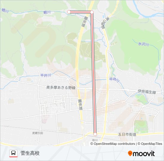 秋川駅-菅生高校〔急行学びの城経由〕  Line Map