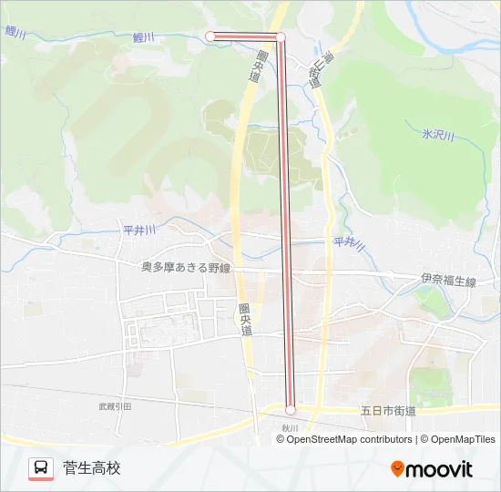 秋川駅-菅生高校〔急行学びの城経由〕 の路線図