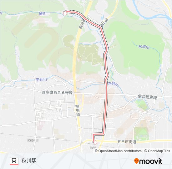 秋川駅-菅生高校〔急行学びの城経由〕  Line Map