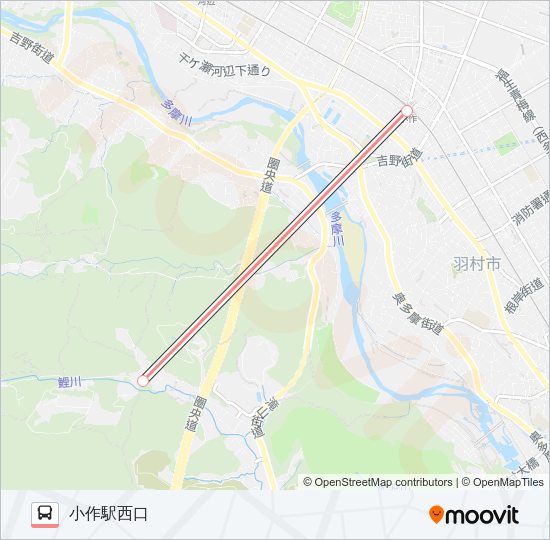 小作駅西口-菅生高校〔急行学びの城経由〕  Line Map