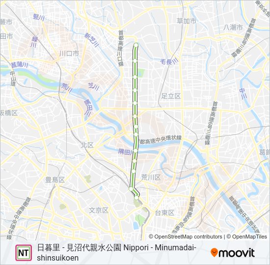 日暮里・舎人ライナー NIPPORI-TONERI LINER  Line Map