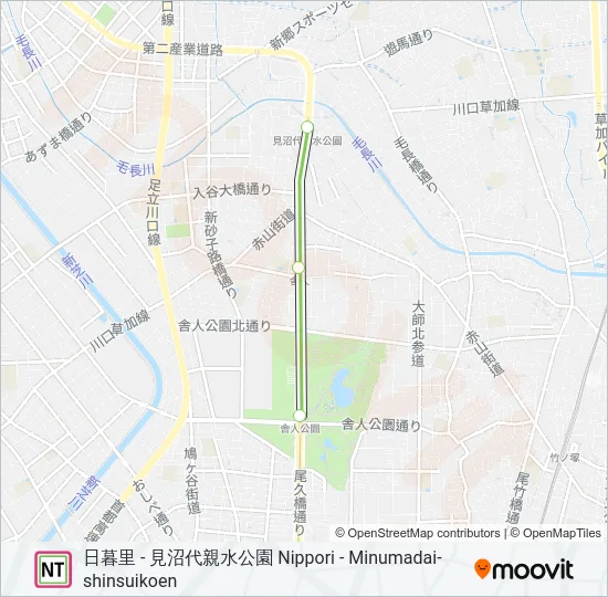 日暮里・舎人ライナー NIPPORI-TONERI LINER の路線図