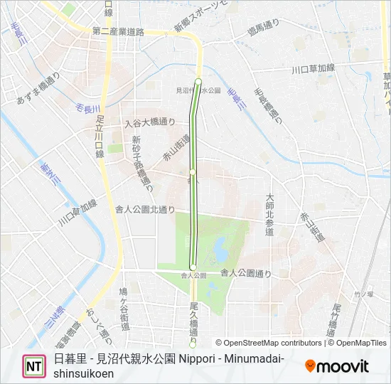 日暮里・舎人ライナー NIPPORI-TONERI LINER の路線図