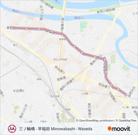 東京さくらトラム（都電荒川線） TOKYO SAKURA TRAM (ARAKAWA LINE) 地下鉄 - メトロの路線図
