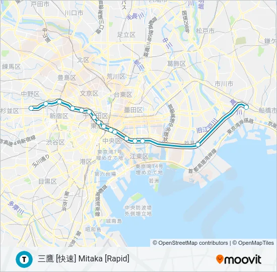 東西線 TOZAI LINE の路線図