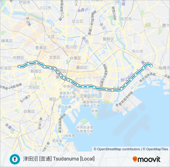 東西線 TOZAI LINE の路線図