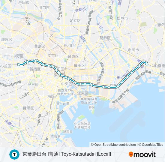 東西線 TOZAI LINE metro Line Map