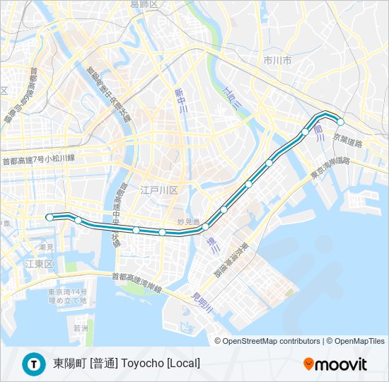 東西線 TOZAI LINE metro Line Map