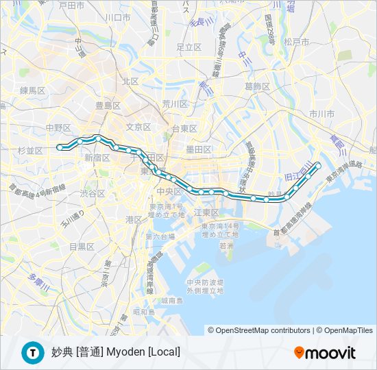 東西線 TOZAI LINE metro Line Map