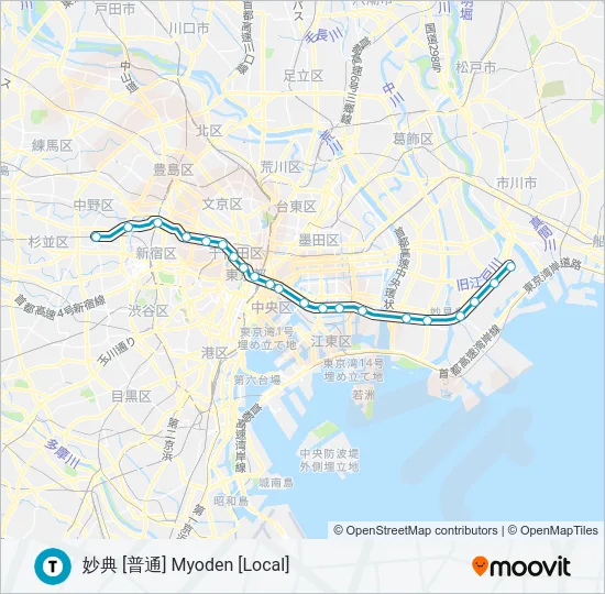 東西線 TOZAI LINE  Line Map