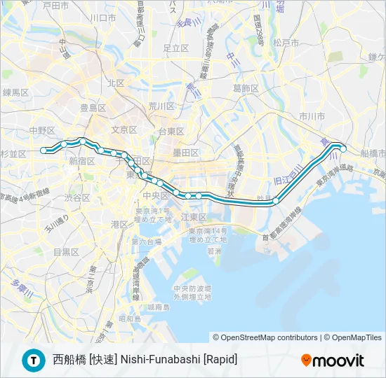 東西線 TOZAI LINE の路線図
