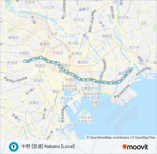 東西線 TOZAI LINE  Line Map
