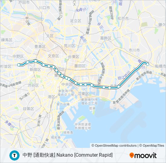 東西線 TOZAI LINE metro Line Map