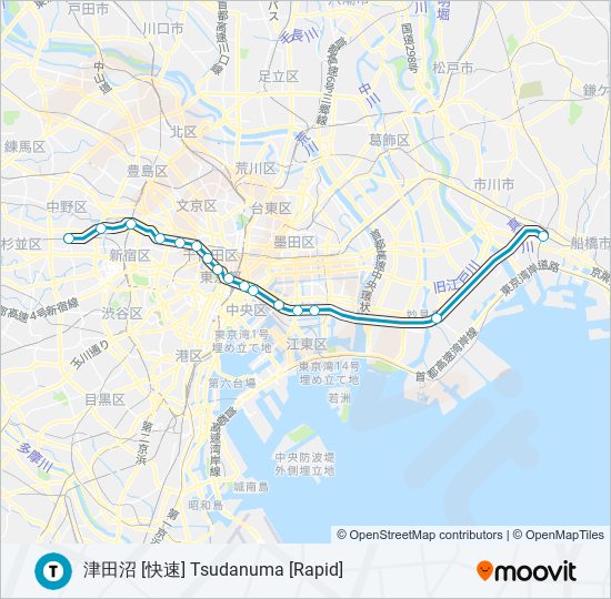 東西線 TOZAI LINE metro Line Map