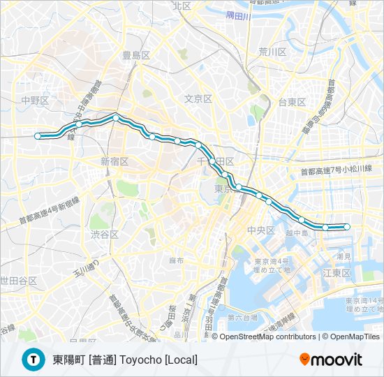 東西線 TOZAI LINE metro Line Map