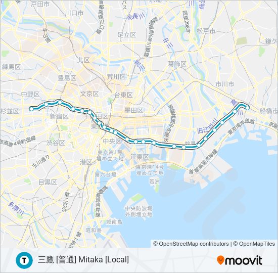 東西線 TOZAI LINE metro Line Map
