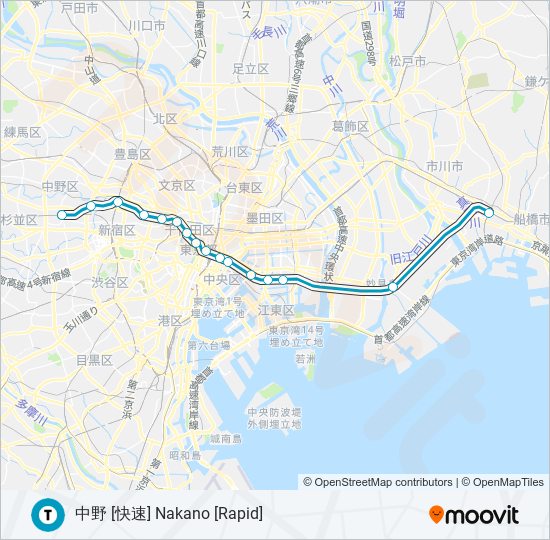 東西線 TOZAI LINE metro Line Map