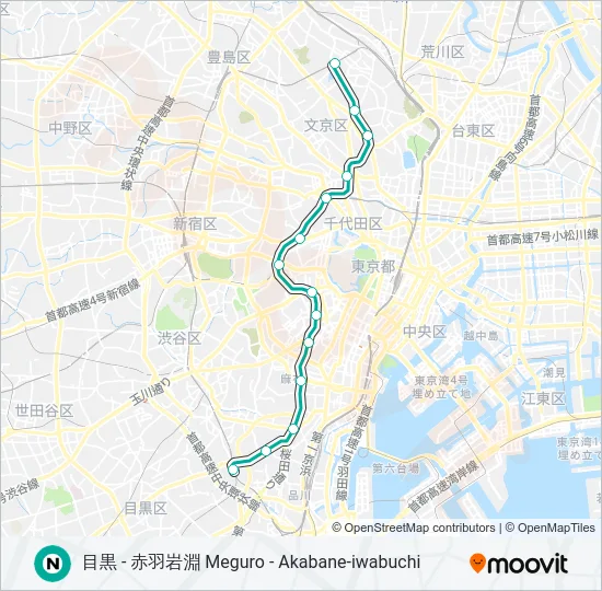 南北線 NAMBOKU LINE の路線図