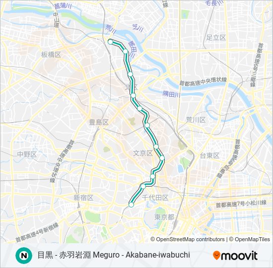 南北線 NAMBOKU LINE metro Line Map