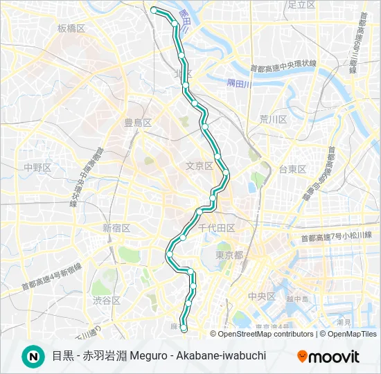 南北線 NAMBOKU LINE の路線図