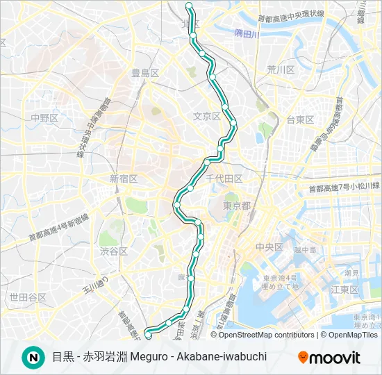 南北線 NAMBOKU LINE  Line Map