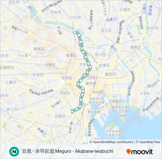 南北線 NAMBOKU LINE の路線図