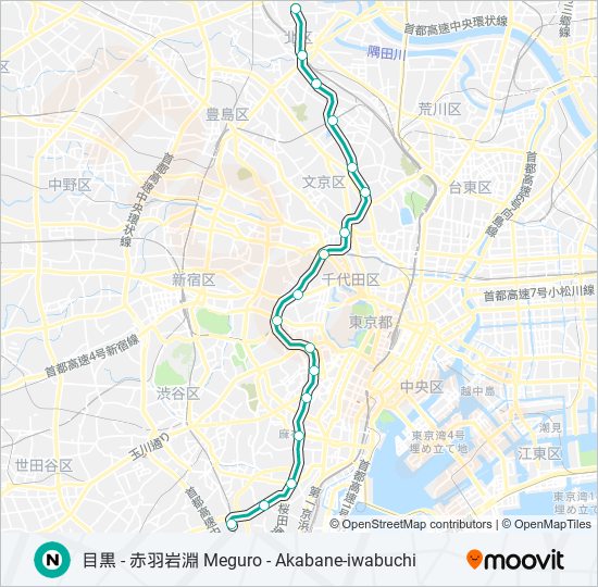 南北線 NAMBOKU LINE metro Line Map