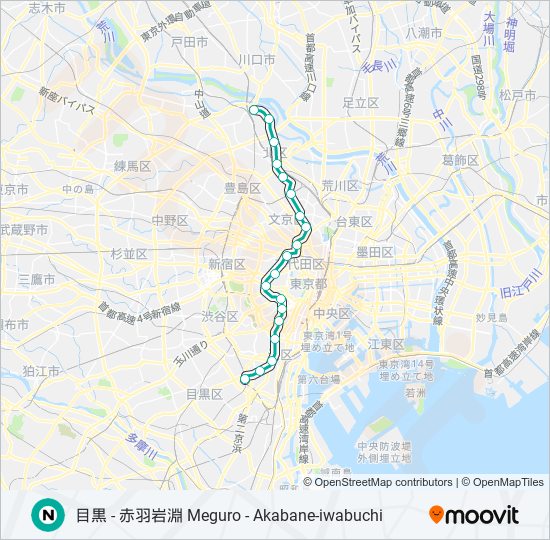 南北線 NAMBOKU LINE metro Line Map