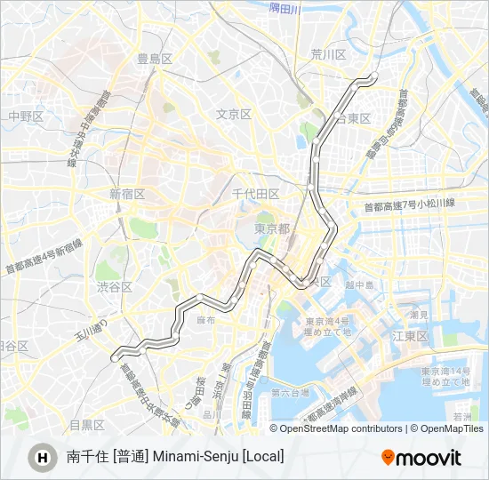 日比谷線 HIBIYA LINE  Line Map
