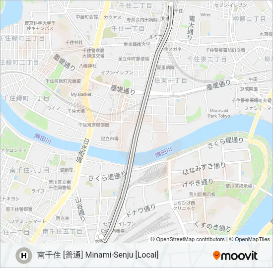 日比谷線 HIBIYA LINE の路線図