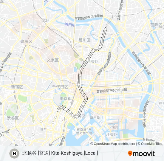 日比谷線 HIBIYA LINE  Line Map