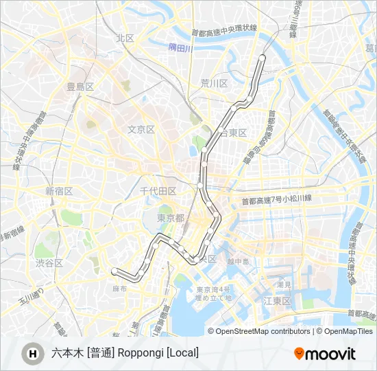 日比谷線 HIBIYA LINE の路線図
