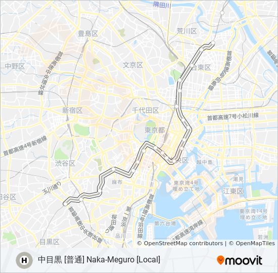 日比谷線 HIBIYA LINE metro Line Map
