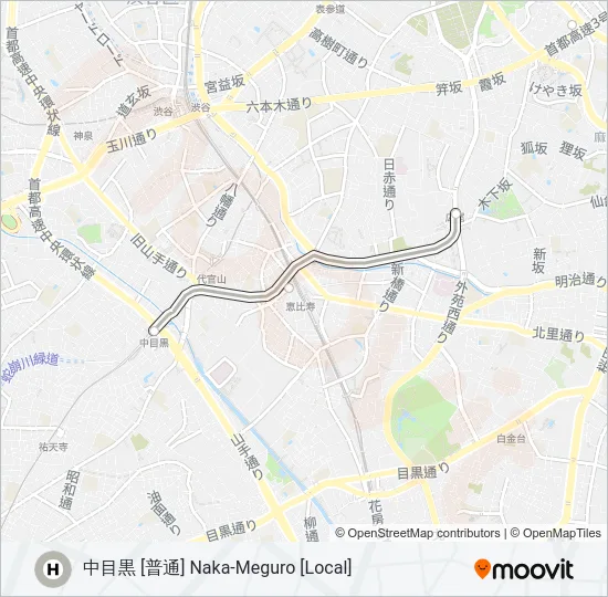 日比谷線 HIBIYA LINE の路線図