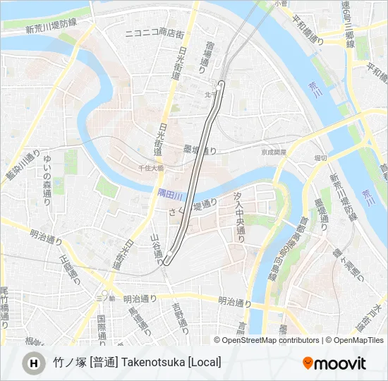 日比谷線 HIBIYA LINE の路線図