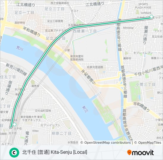 千代田線 chiyoda lineルート：スケジュール、停車地、地図-北千住 [普通] Kita-Senju [Local] （アップデート済み）